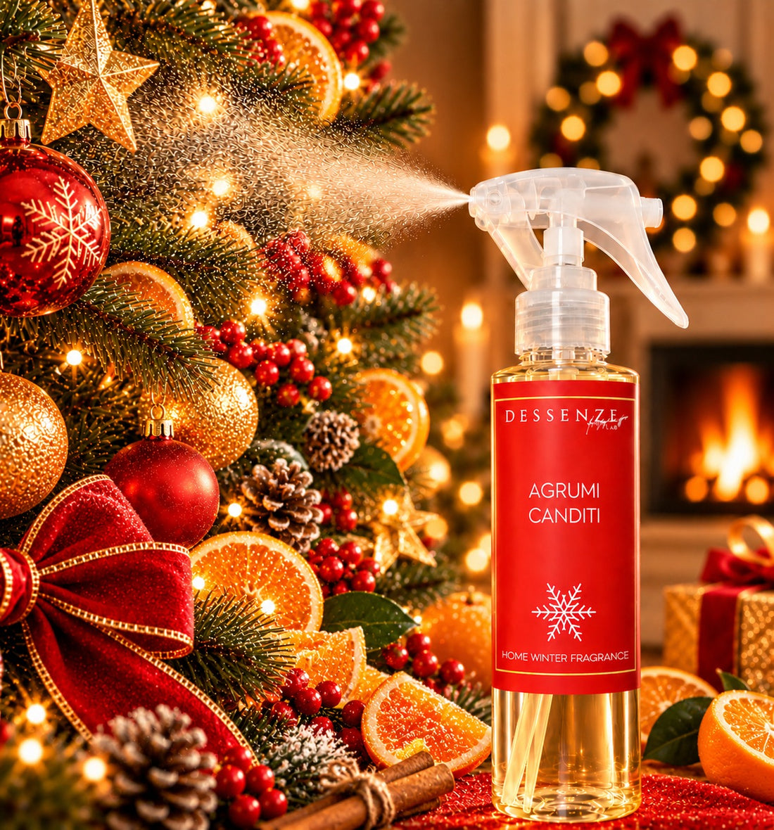DESSENZE Christmas Tree Fragrance Christmas Spray Candied Citrus 100 ml – Scented Christmas Spray