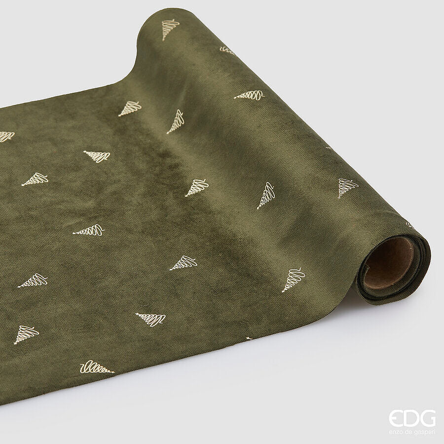 EDG Enzo De Gasperi Decorative Fabric Pine Olive Roll 35x200 cm – Christmas Decoration