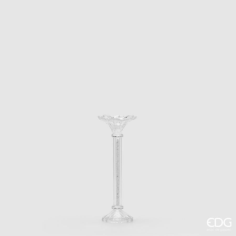 EDG Enzo De Gasperi Crystal Flower Candle Holder H 30 Cm D 9 Cm Natural Transparent