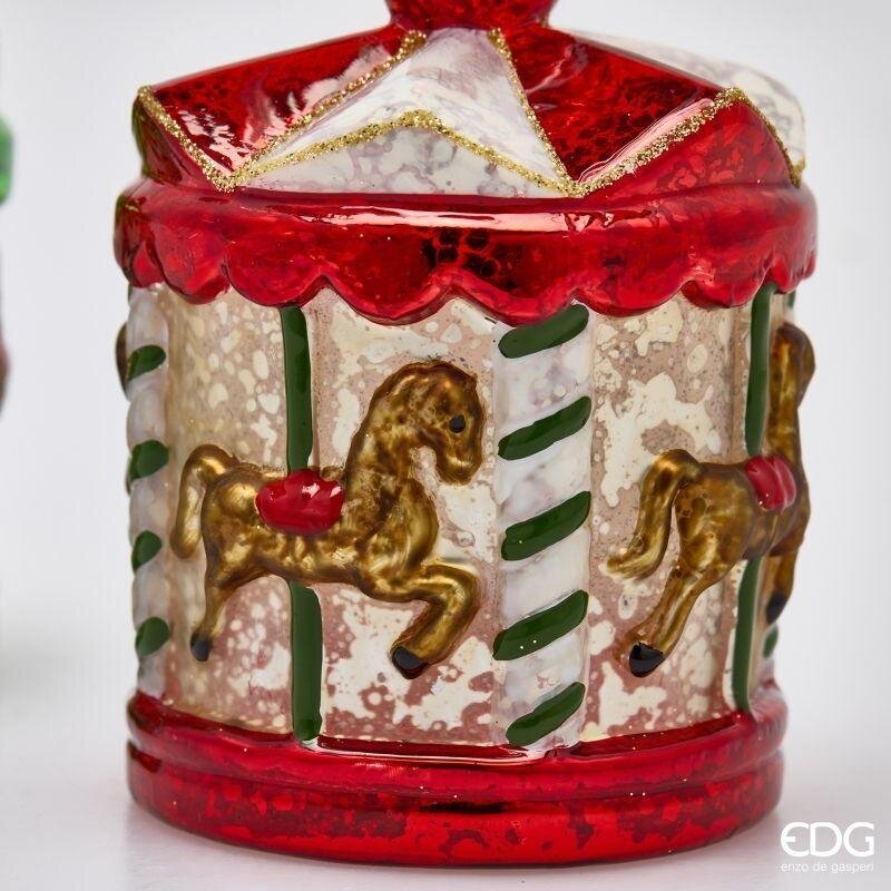 EDG Enzo De Gasperi Portacandela Giostra Ass. H13 Verde/Rosso - Natale 1 Pz