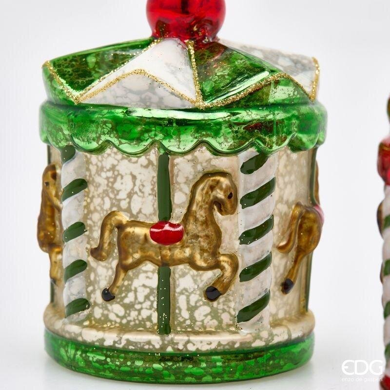 EDG Enzo De Gasperi Portacandela Giostra Ass. H13 Verde/Rosso - Natale 1 Pz