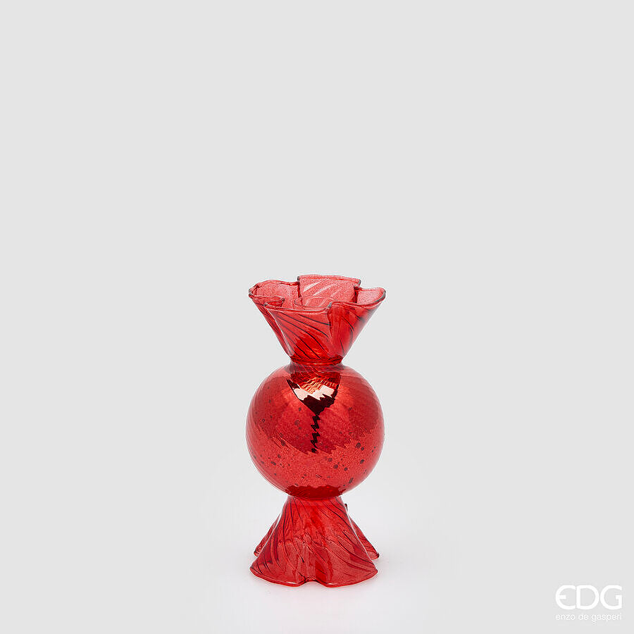 EDG Enzo De Gasperi Caramella Candleholder Red H16 Ø8 cm – Christmas Decoration
