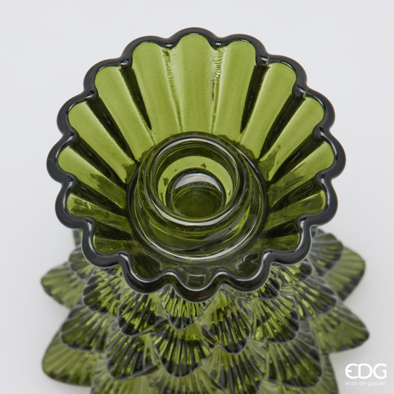 EDG Enzo De Gasperi Candle Holder Pine Dark Green H14 Ø12 cm – Christmas Decoration