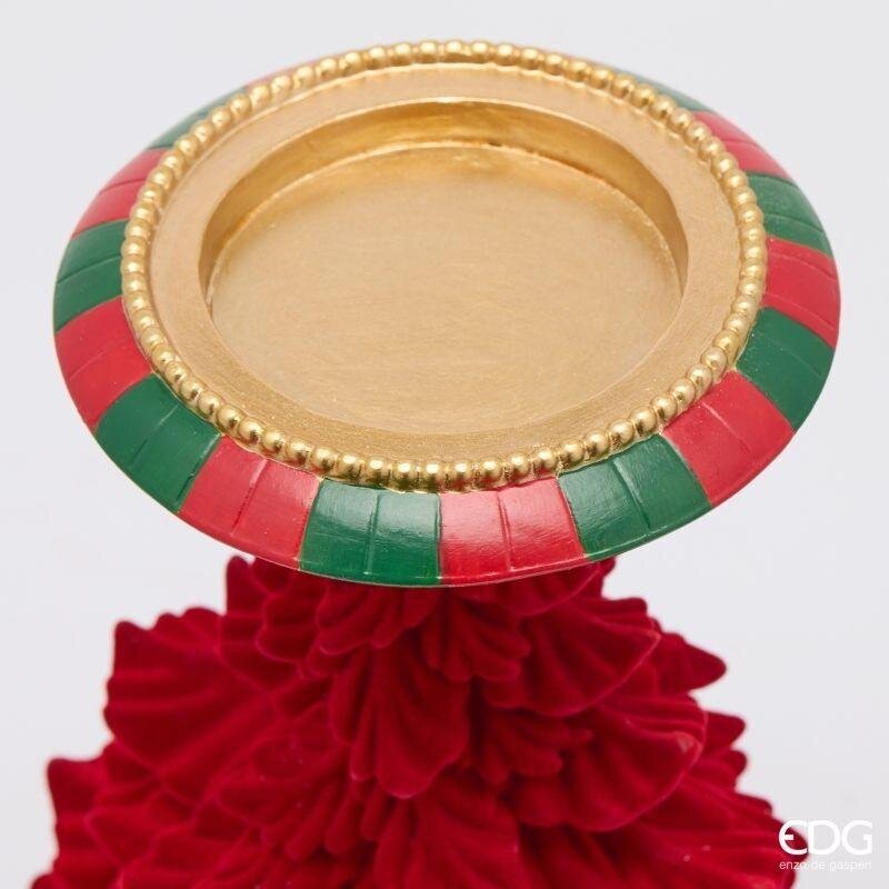 EDG Enzo De Gasperi Candleholder Pine Green and Red H31 Ø19 cm – Christmas Decoration