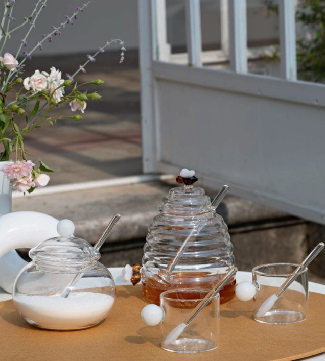 Cupido&Co. Set of 2 Cups with Spoon White Handle D 50 Mm H 50 / 100 Mm with Box