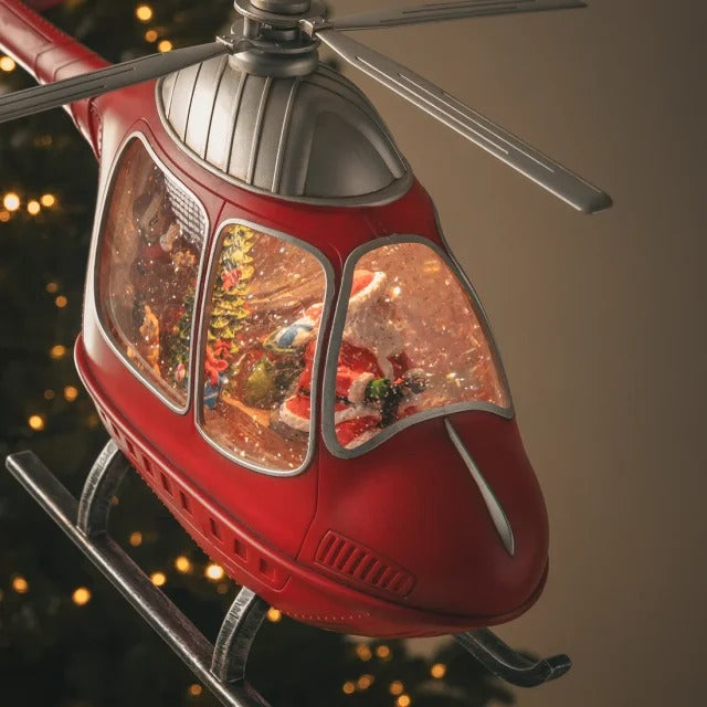 EDG Enzo De Gasperi Christmas Decoration Helicopter H 23 Cm W 47 Cm W 10.5 Cm Music Moving Led Red