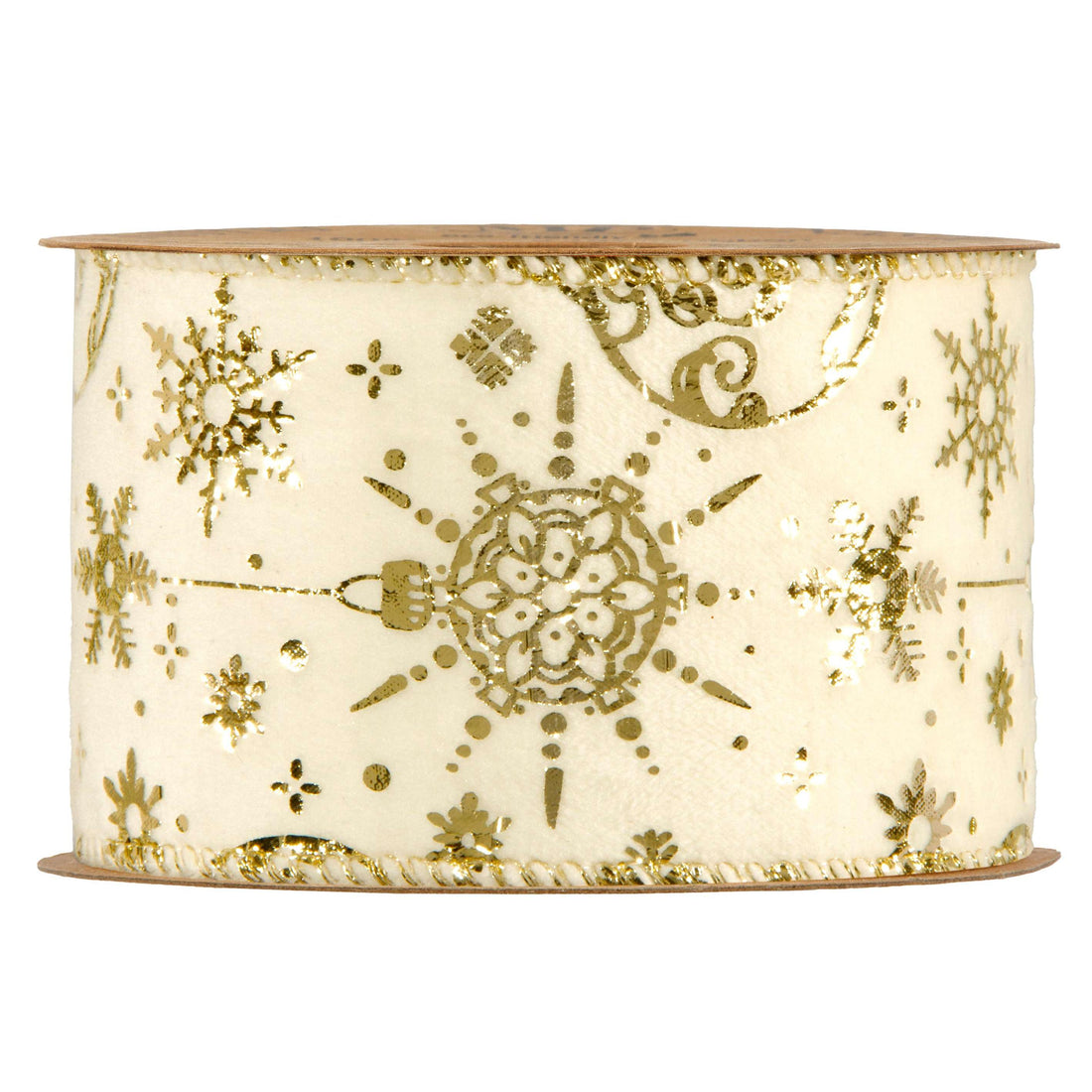 Piovaccari Gold Baubles Christmas Ribbon 63 mm x 10 m – Decorative Ribbon with Golden Christmas Baubles for Trees, Bows and Gift Wrapping