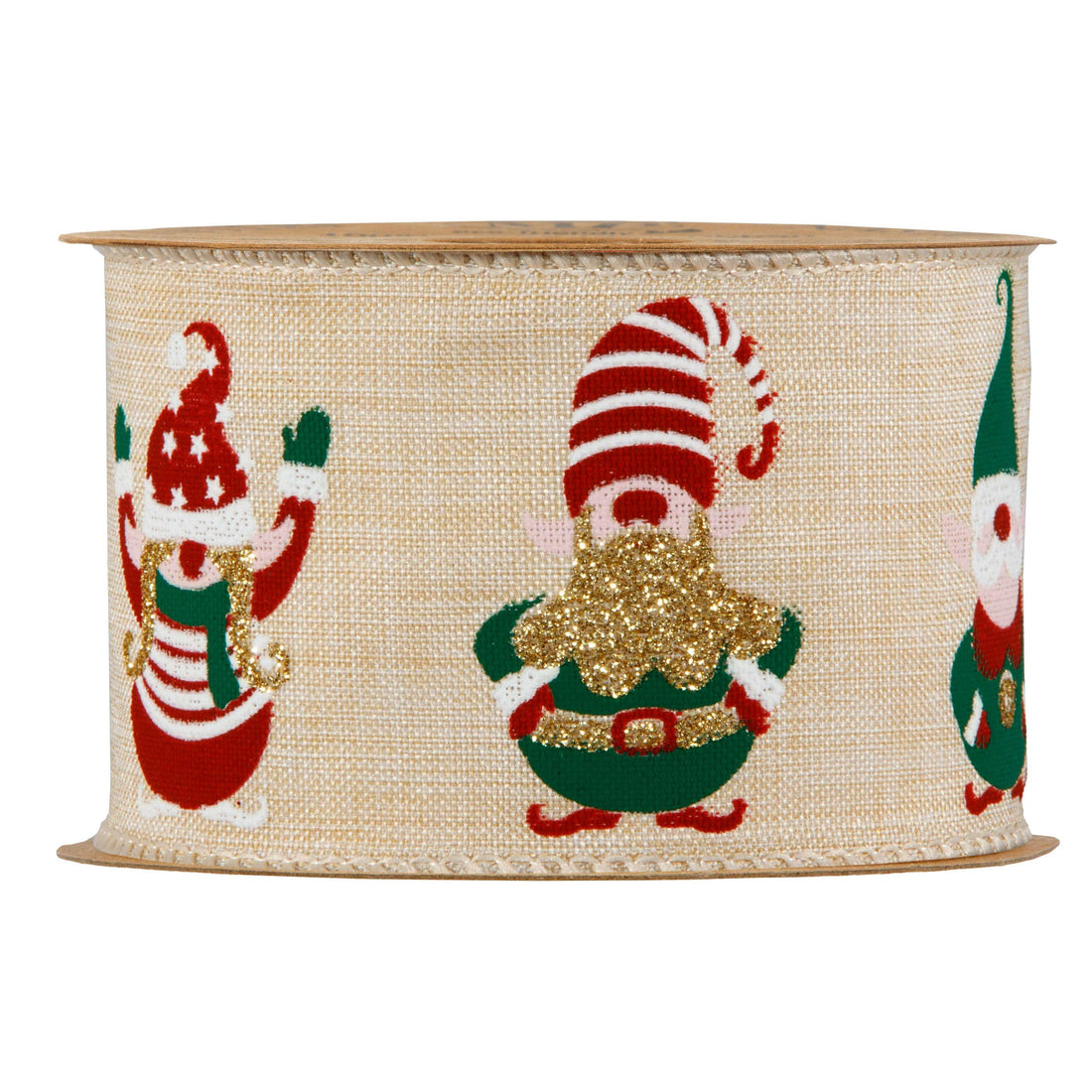 Piovaccari Christmas Ribbon Elfs 63 mm x 10 m – Decorative Ribbon with Christmas Elves for Trees, Bows and Gift Wrapping