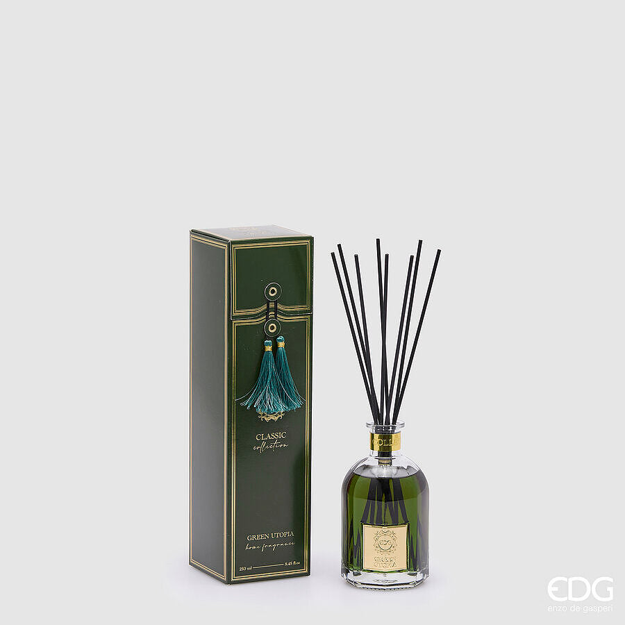 EDG Enzo De Gasperi Classic Bottle Air Freshener 250 Ml H 14 Cm D 8.5 Cm Green Utopia