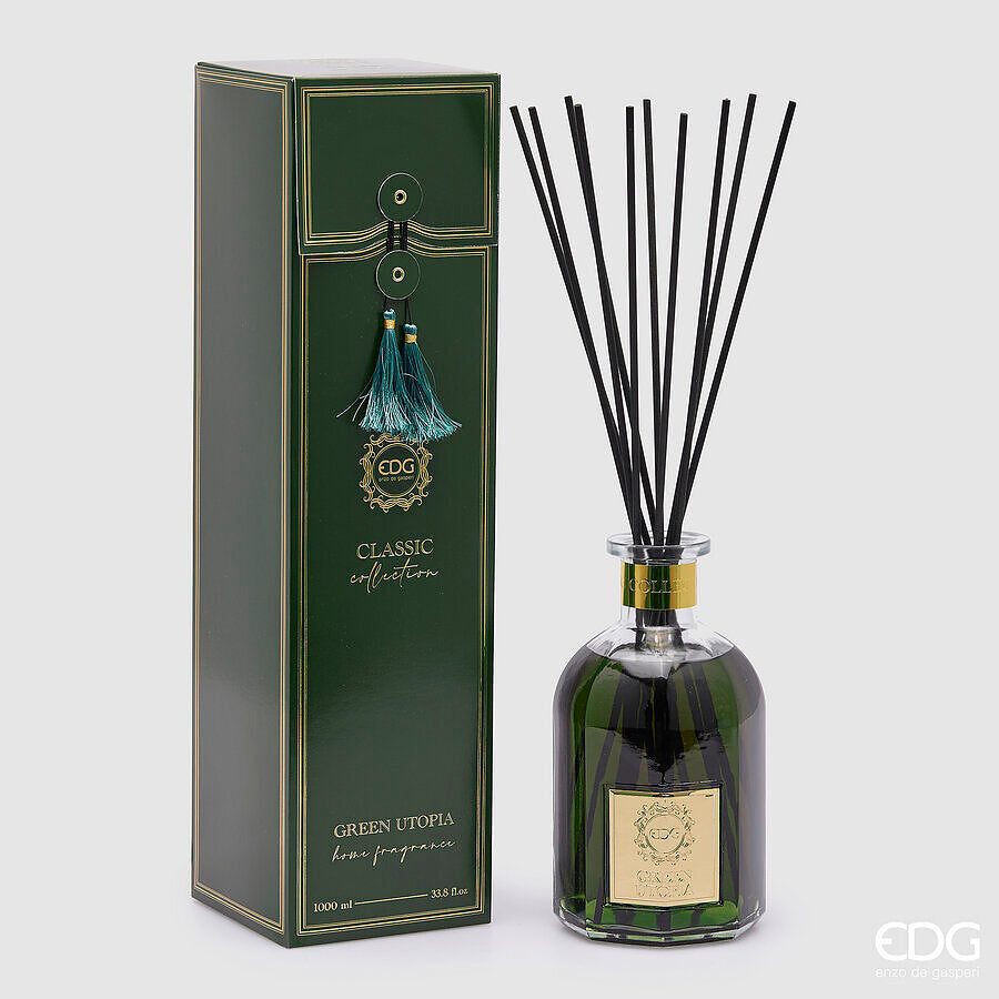 EDG Enzo De Gasperi Classic Bottle Air Freshener 1000 Ml H 22 Cm D 12 Cm Green Utopia