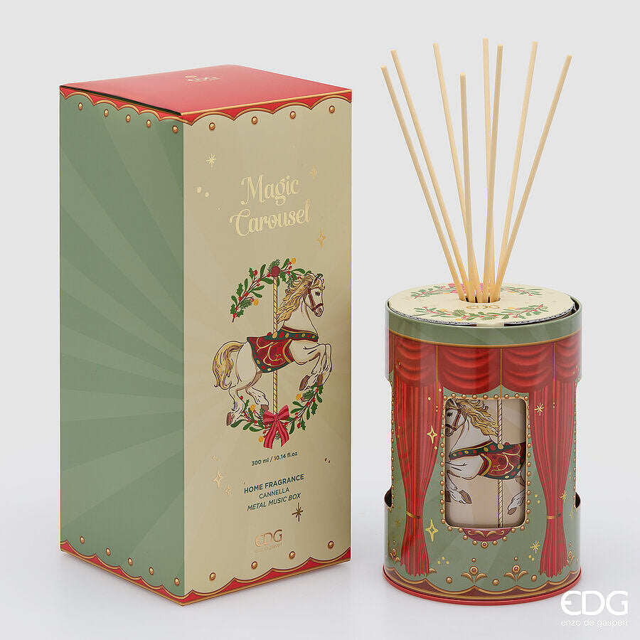 EDG Enzo De Gasperi Diffuser Bottle Jewel Box 300 ml with Christmas Musical Box H12 Ø10 cm Cinnamon – Room Diffuser