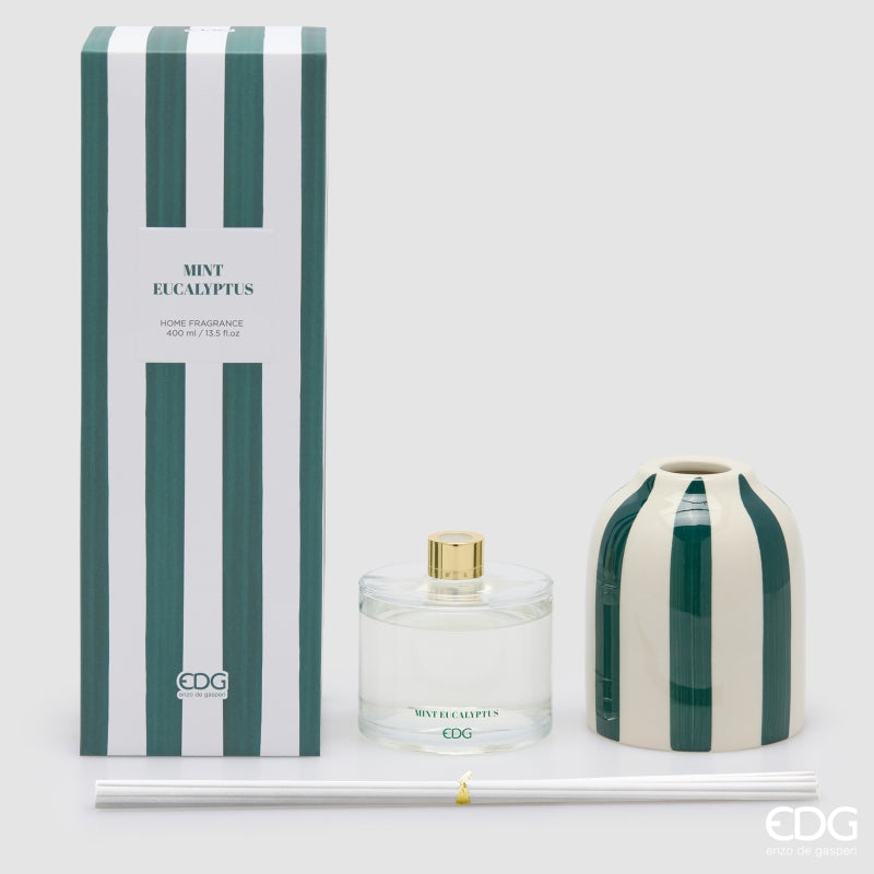 EDG Enzo De Gasperi Striped Bottle Diffuser Mint Eucalyptus 200 ml – Room Diffuser