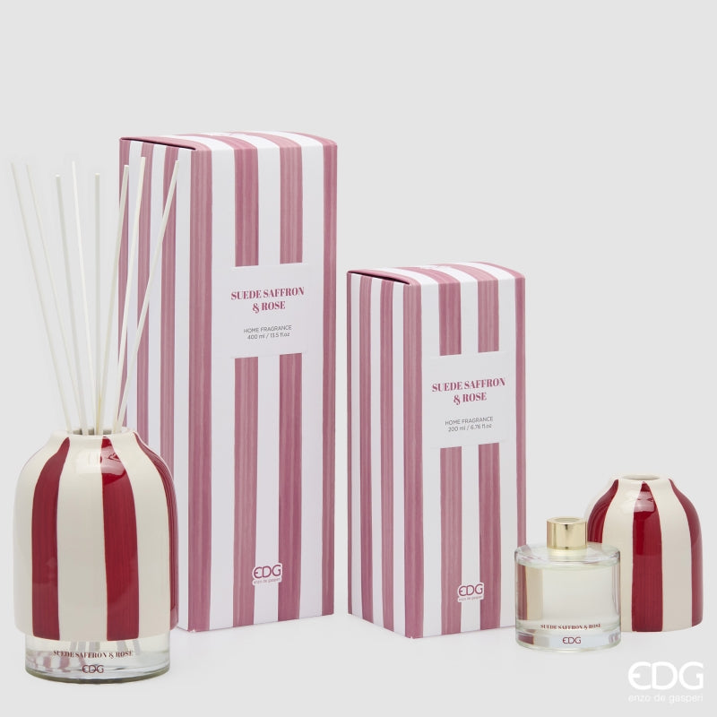 EDG Enzo De Gasperi Striped Bottle Diffuser Saffron and Rose 200 ml – Room Diffuser
