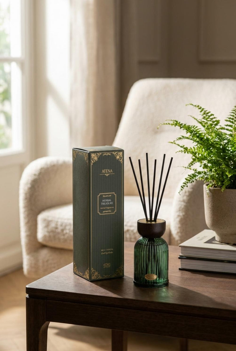 EDG Enzo De Gasperi Atena Bottle Diffuser Herbal Treasure 180 ml – Christmas Home Fragrance Diffuser