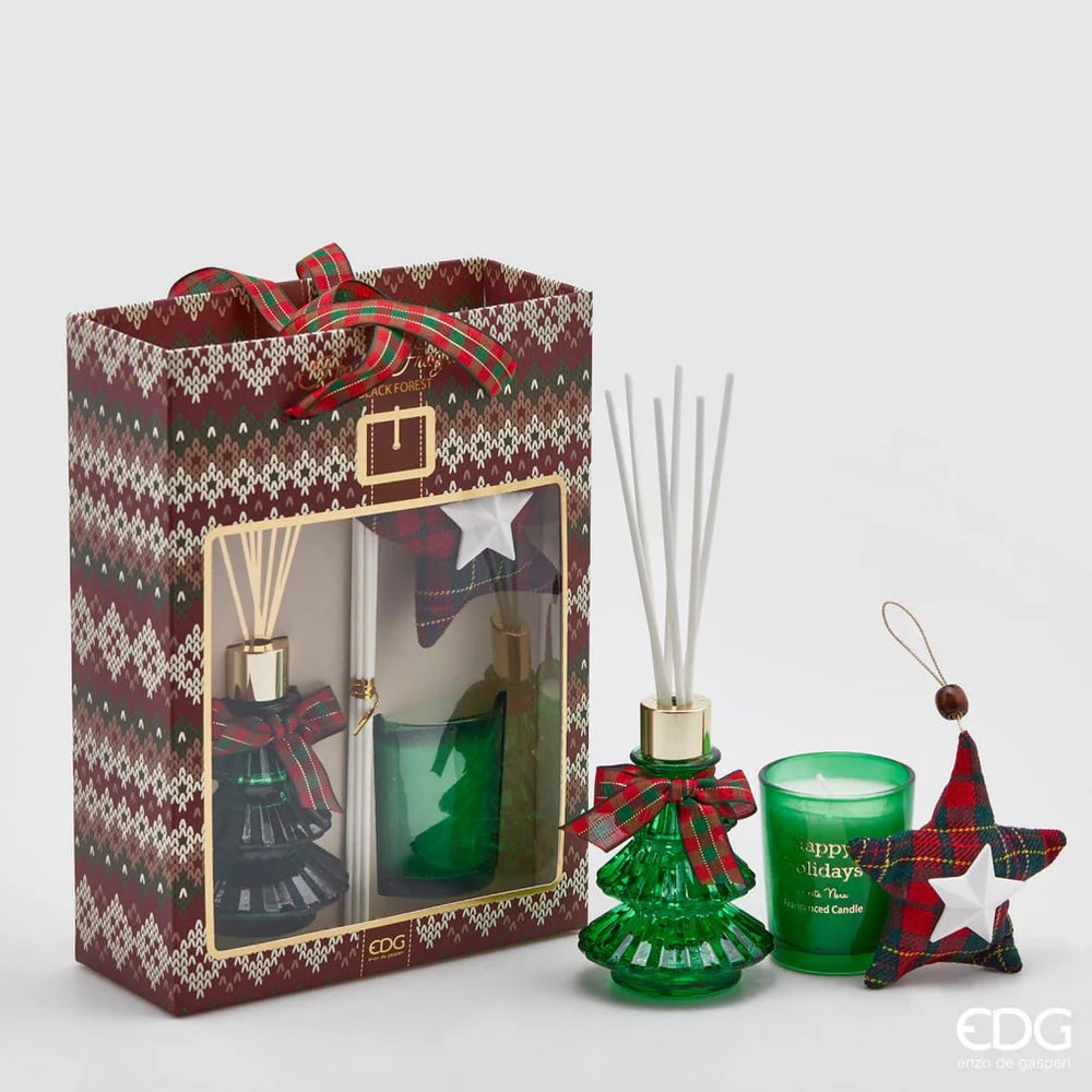 EDG Enzo De Gasperi Air Freshener Bottle 70ml + Pine Candle 2 Pieces Black Forest