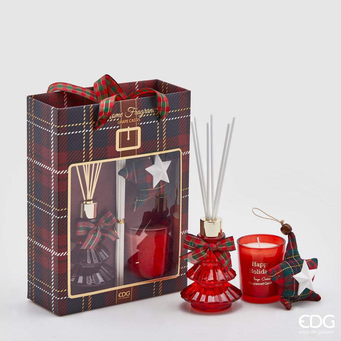 EDG Enzo De Gasperi Air Freshener Bottle 70ml + Pine Candle 2 Pieces Grape Cassis