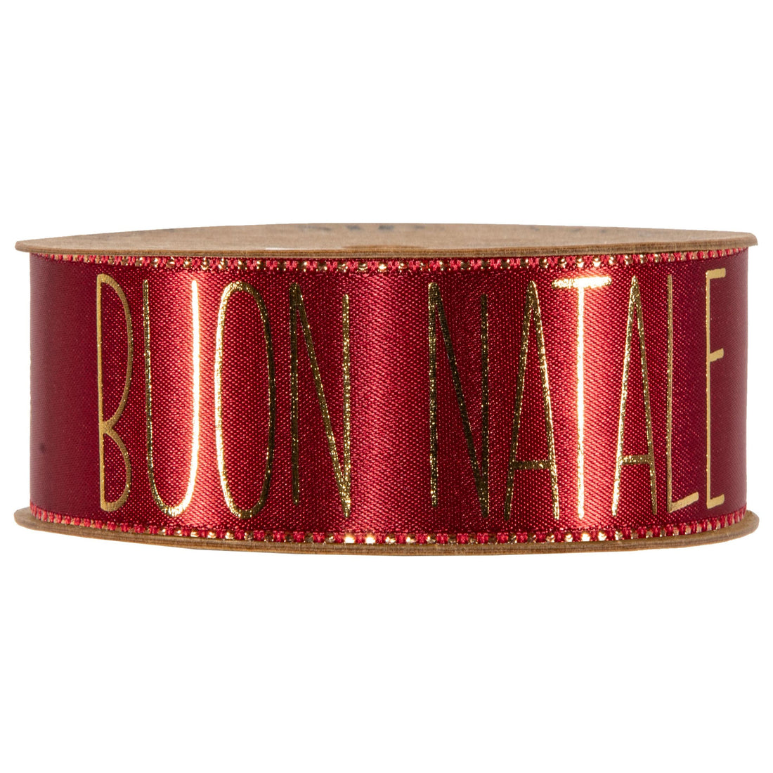 Piovaccari Nastro Buon Natale Red Dahlia Red 40 mm x 15 m – Decorative Christmas Ribbon with "Buon Natale" Lettering for Trees, Bows, Gift Parcels and Christmas Decorations