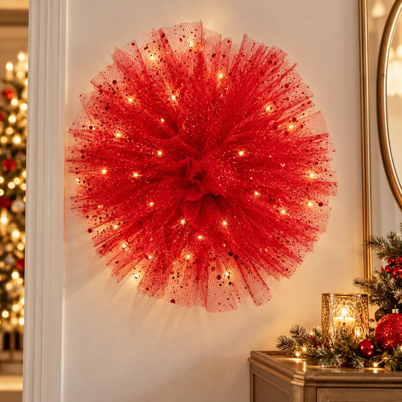 Piovaccari Red Pom Pom Ø40 cm – Christmas Decoration for Christmas Trees, Festive Ornaments, Parties and Decorative Displays