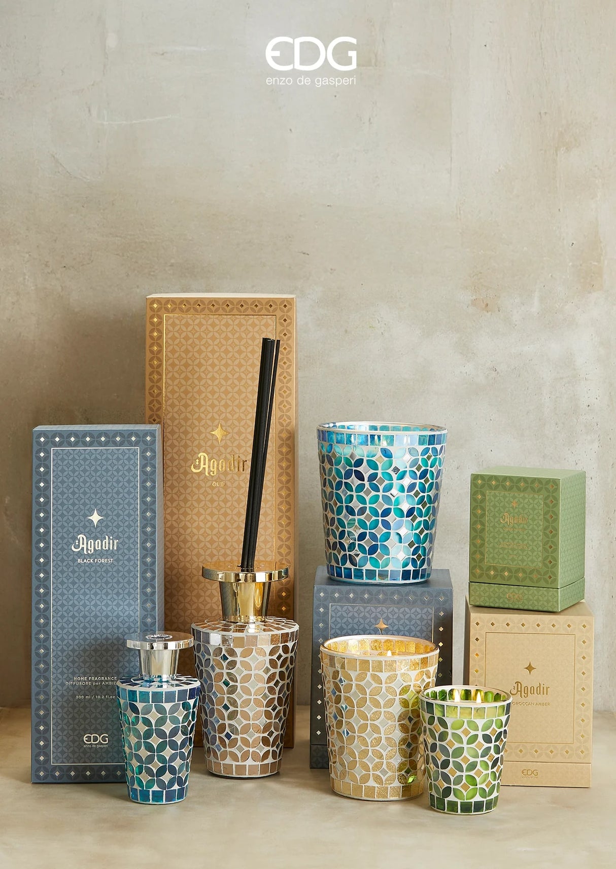 edg enzo de gasperi edg enzo de gasperi candela agadir con profumo 360 gr h 12 cm d 105 cm foresta nera ean 8059824464835