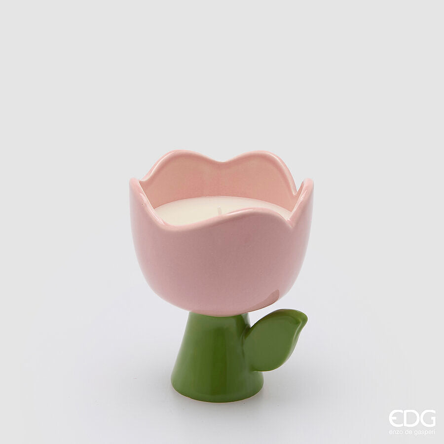 EDG Enzo De Gasperi Candela Tulip con Profumo H 11 Cm D 10 Cm Rose Water