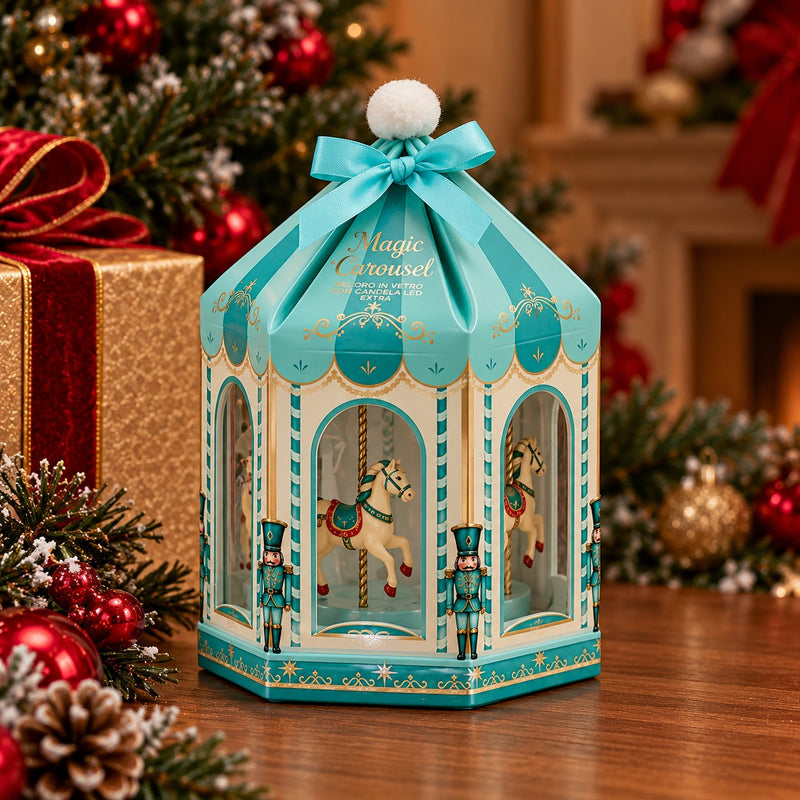 EDG Enzo De Gasperi Scented Candle Carousel Merry-Go-Round White Musk H9 Ø8 cm – Christmas Decoration