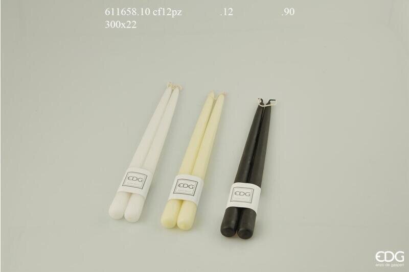 EDG Enzo De Gasperi Set 2 Candele a Stelo Ivory 30x2,2 cm – Candela Decorativa