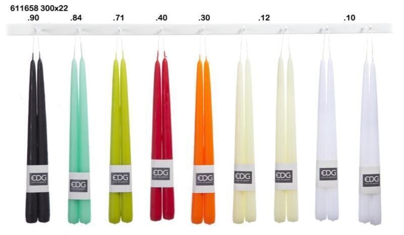 EDG Enzo De Gasperi Set 2 Candele a Stelo Bianche 30x2,2 cm – Candela Decorativa