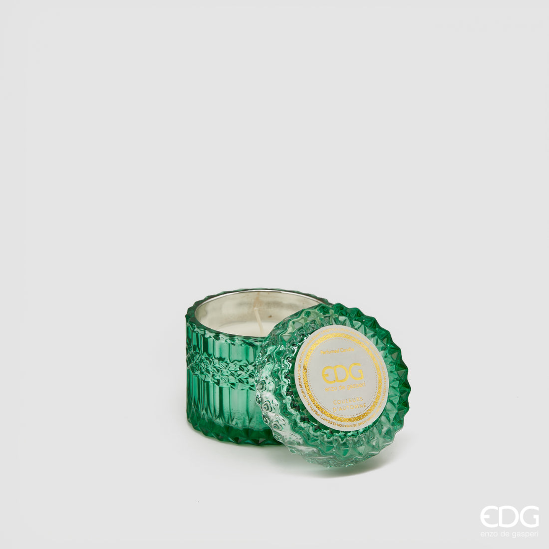 EDG Enzo De Gasperi Crystal Candle with Vase + Gift Box H 8.5 cm D 9 cm 160gr Green