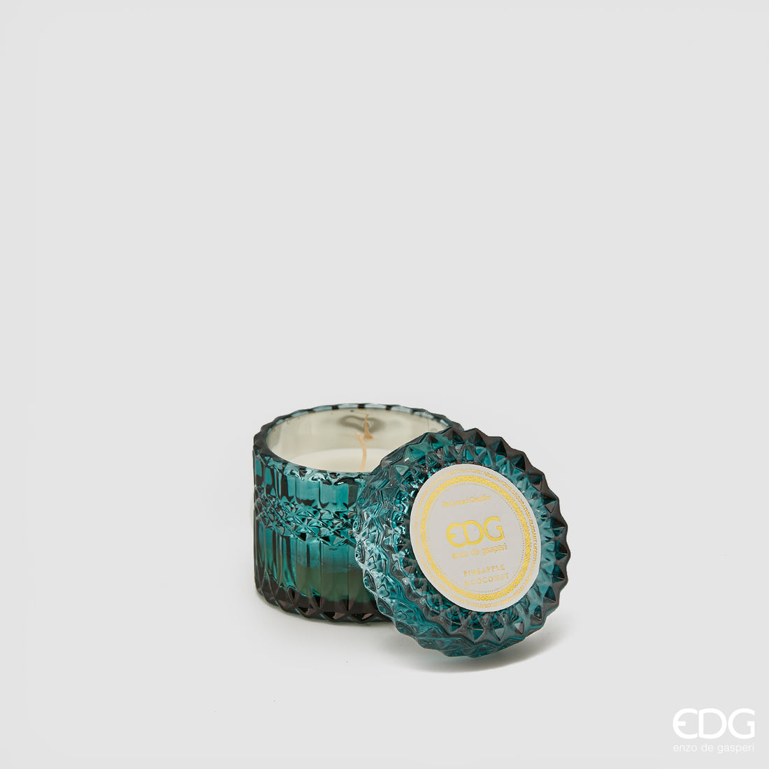 EDG Enzo De Gasperi Crystal Candle with Vase + Gift Box H 8.5 Cm D 9 Cm 160gr Forest Green