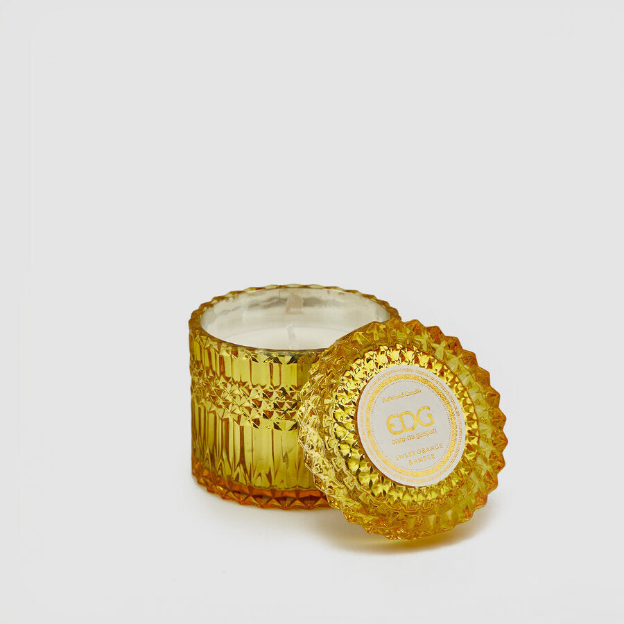 EDG Enzo De Gasperi Crystal Candle with Vase + Gift Box H 10.5 cm D 10.5 cm Light Yellow Yellow