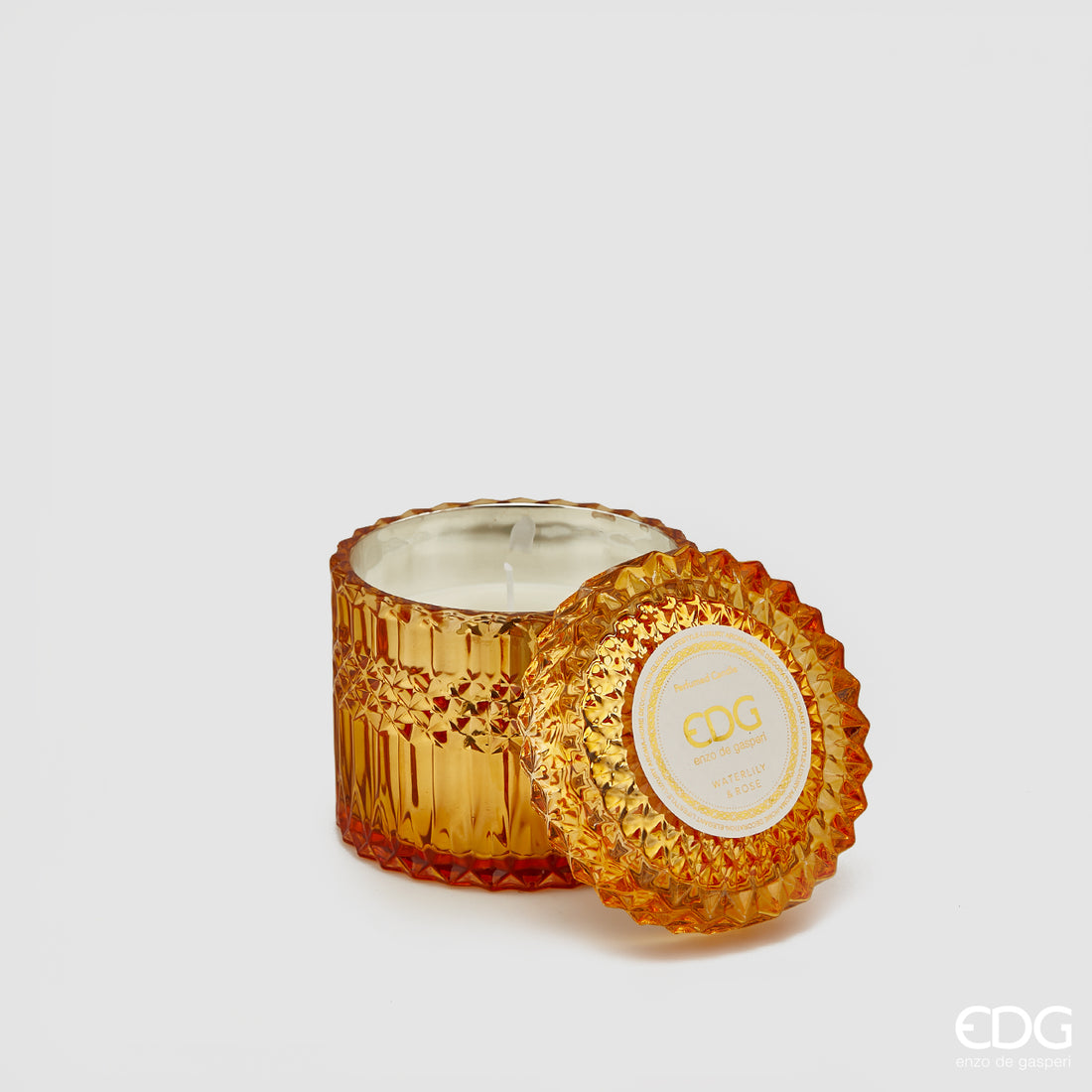 EDG Enzo De Gasperi Crystal Candle with Vase + Gift Box H 10.5 cm D 10.5 cm Ochre