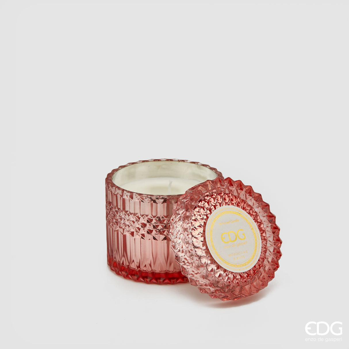 EDG Enzo De Gasperi Crystal Candle with Vase + Gift Box H 10.5 cm D 10.5 cm Pink