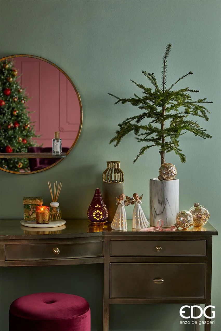 EDG Enzo De Gasperi Christmas Glass Candle with Musical Box H 9 Cm D 8 Cm Apple and Cinnamon