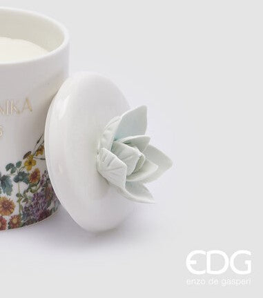 EDG Enzo De Gasperi Botanika Candle W/Ceram. H 13 Cm D 8 Cm C2 Olive Flowers
