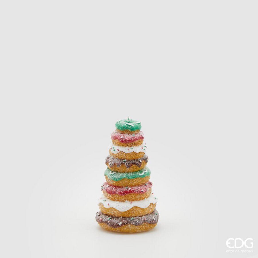 EDG Enzo De Gasperi Donut Candle H 14 Cm D 9 Cm Green Red