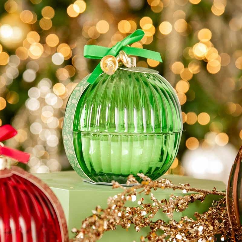 EDG Enzo De Gasperi Christmas Candle Sphere with Glass H 11.5 Cm D 11 Cm Cedar