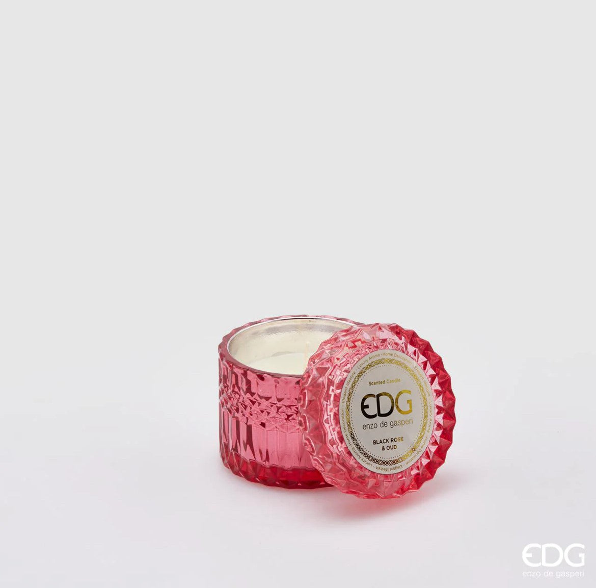 EDG Enzo De Gasperi Crystal Candle New + Gift Box H8,5 D9 Black Rose and Oud