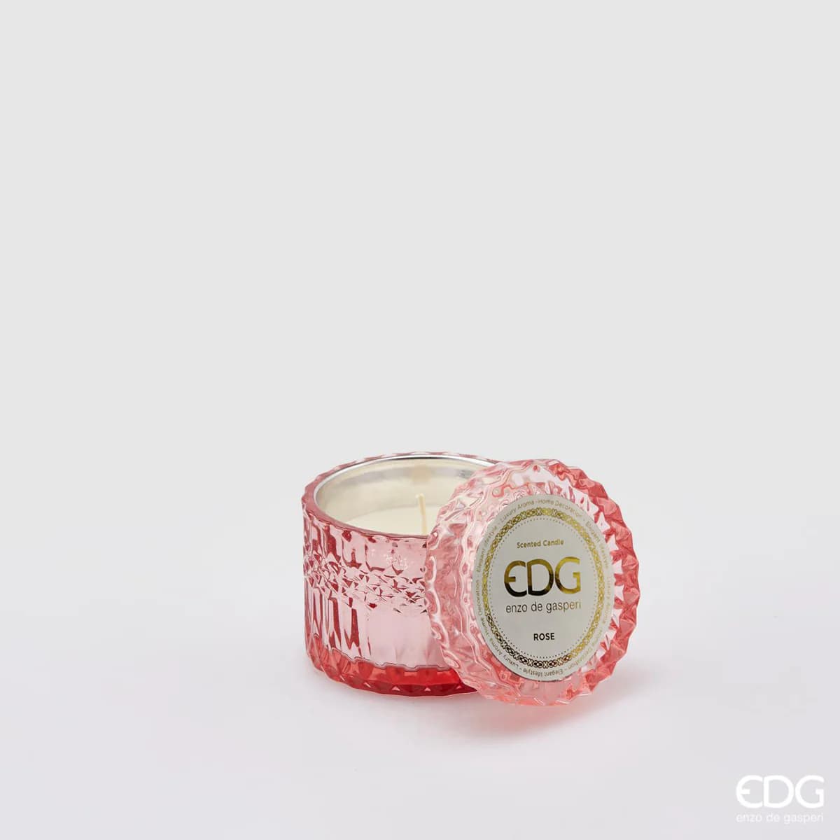 EDG Enzo De Gasperi Crystal Candle New + Gift Box H8.5 D9 Roses