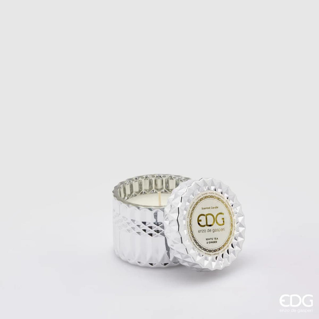 EDG Enzo De Gasperi Crystal Candle New + Gift Box H8,5 D9 White Tea Ginger