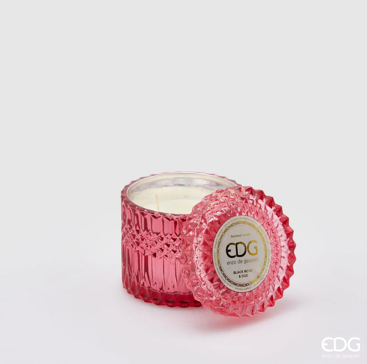 EDG Enzo De Gasperi Crystal Candle New + Gift Box H10,5 D11 Black Rose and Oud