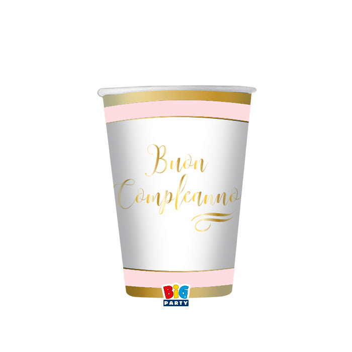 big party big party bicchieri carta buon compleanno 250 cc chic cf 8 pz rosa ean 8020834621419