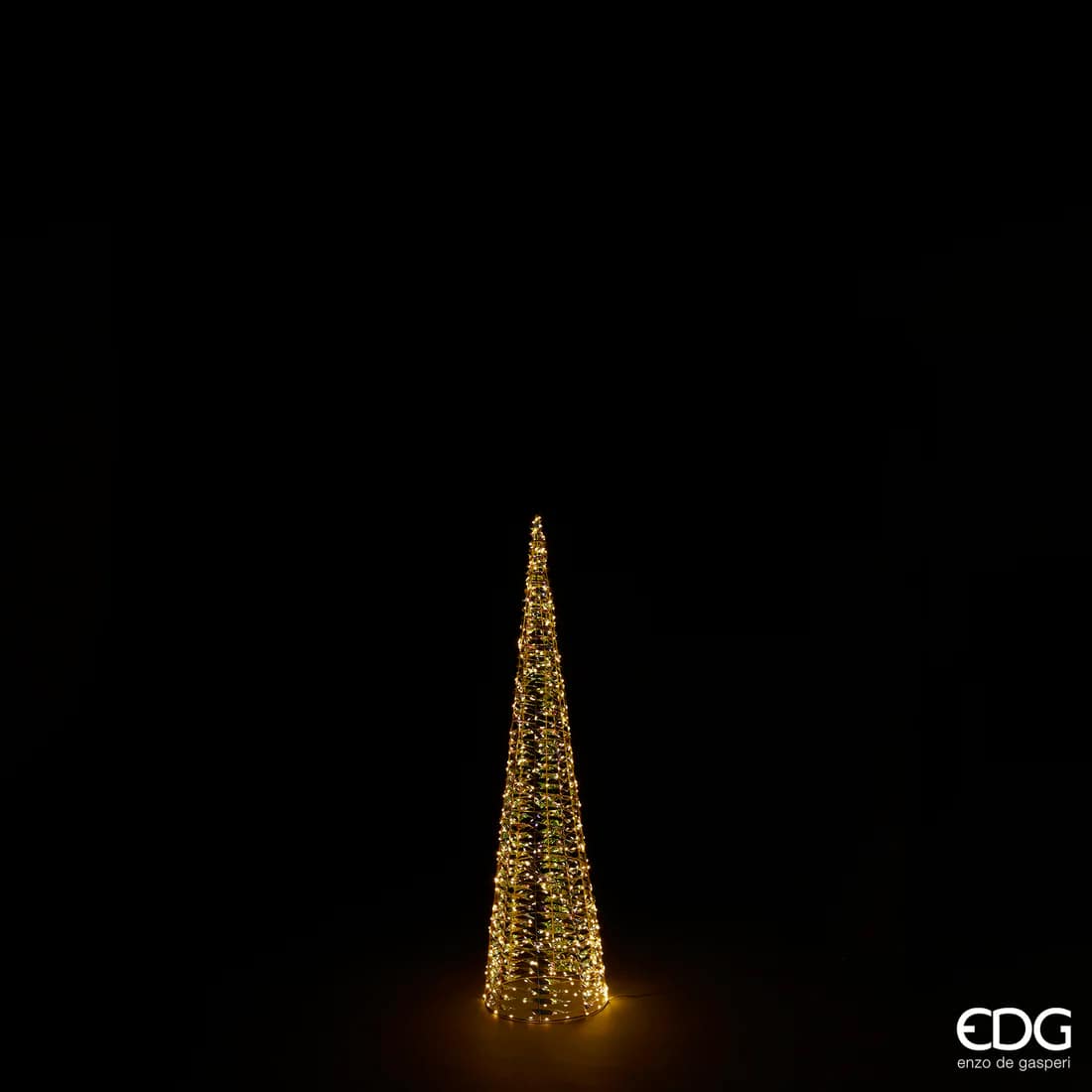 EDG Enzo De Gasperi Christmas Tree Led Stripes Cone 720 MicroLed H 120 Cm D 30 Cm Gold