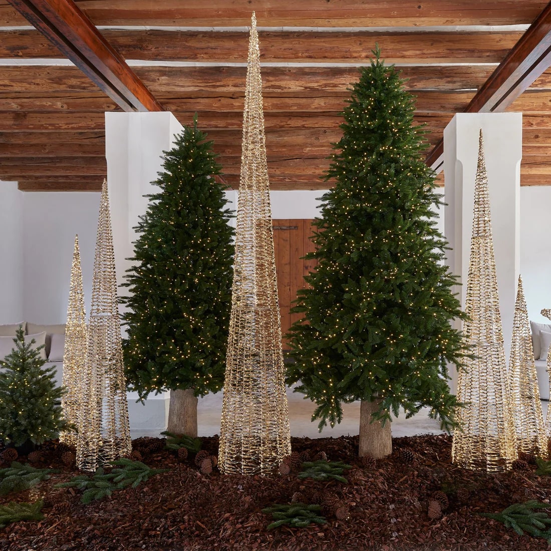 EDG Enzo De Gasperi Christmas Tree Led Stripes Cone 1440 MicroLed H 150 Cm D 28 Cm Gold