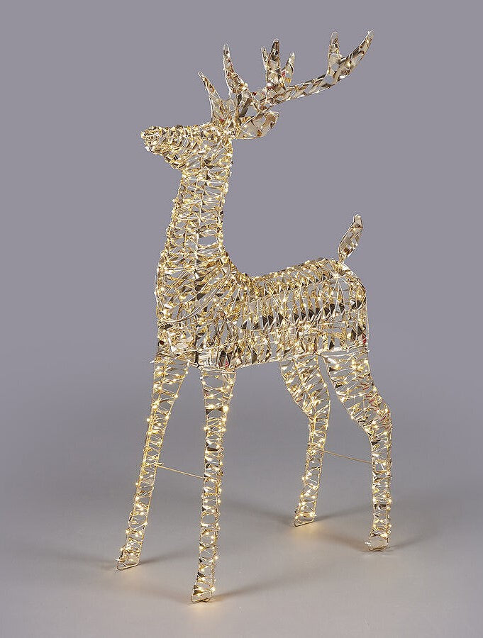 EDG Enzo De Gasperi Christmas Decoration Reindeer Stripes 720 MicroLed H 115 Cm L 64 Cm L 22 Cm Gold