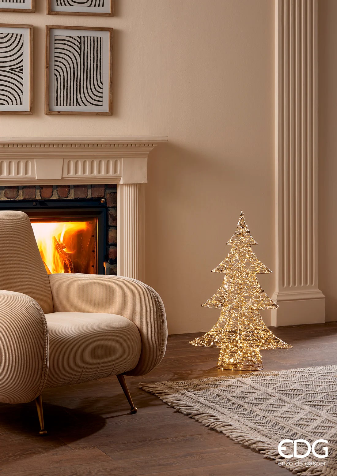EDG Enzo De Gasperi Christmas Tree Led Stripes 720 MicroLed H 58 Cm W 48 Cm L 9.5 Cm Gold