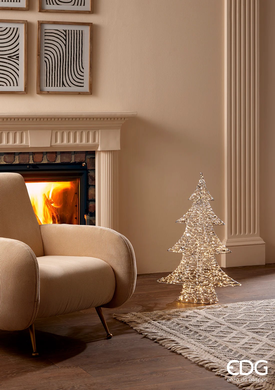 EDG Enzo De Gasperi Christmas Tree Led Stripes 960 MicroLed H 78 Cm W 54 Cm L 13 Cm Gold