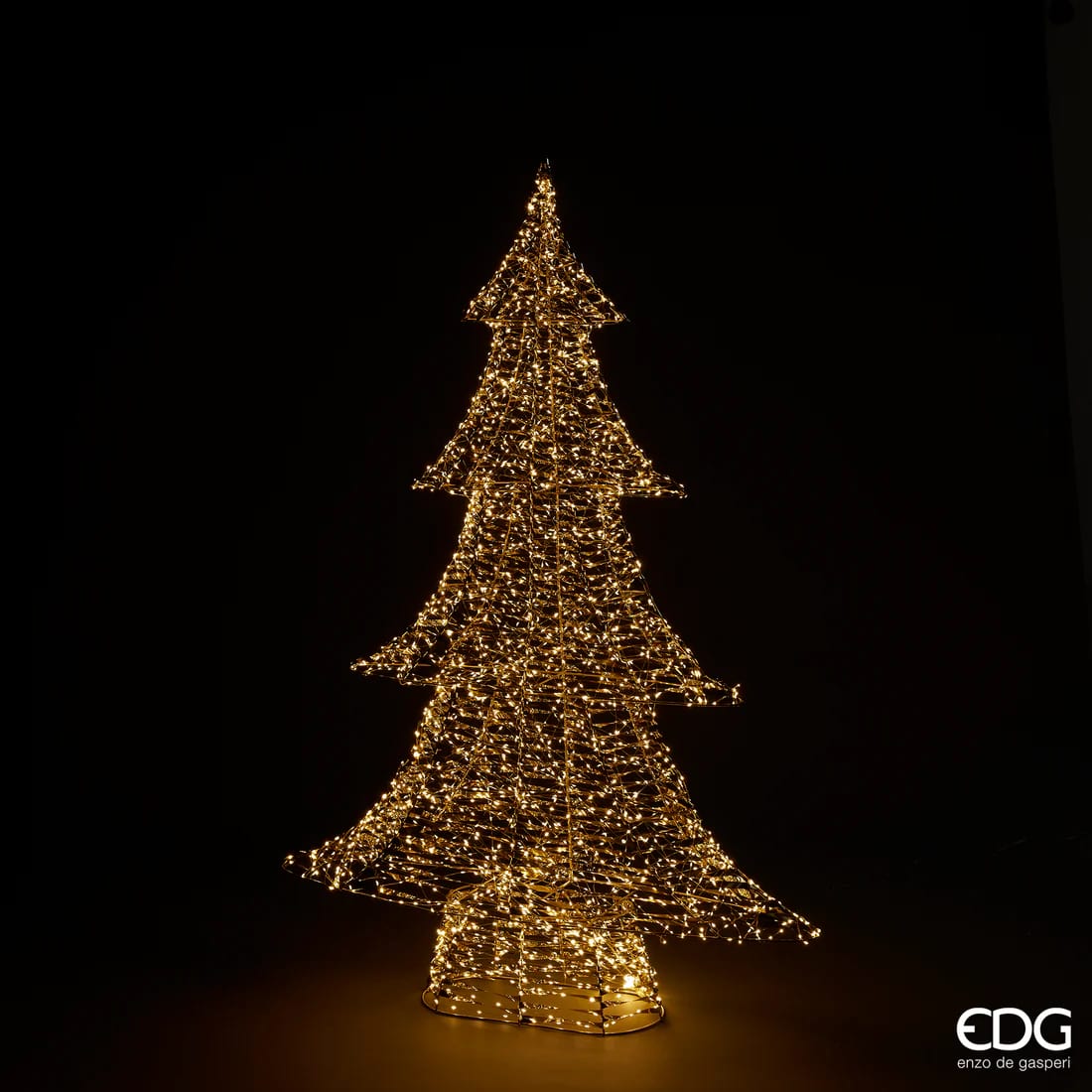 EDG Enzo De Gasperi Christmas Tree Led Stripes 1.800 MicroLed H 122 Cm W 82 Cm W 20 Cm Gold