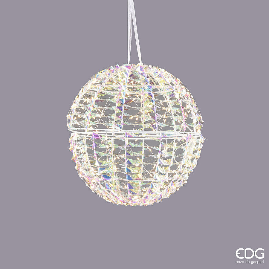 EDG Enzo De Gasperi Christmas Decoration Stripes Sphere 300 MicroLed D 30 Cm IP 44 Natural