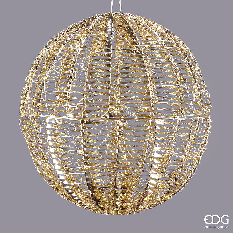 EDG Enzo De Gasperi Christmas Decoration Stripes Sphere 1,440 MicroLed D 70 Cm IP 44 Gold