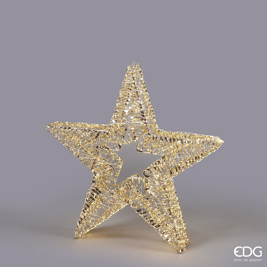 EDG Enzo De Gasperi Decoro Stripes Christmas Star 1800 Microled D 80 Cm L 12 Cm Gold